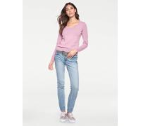 Rundhalspullover "Rundhals-Pullover", Damen, Gr. 38, rosa (rosé), 100% Baumwolle, LINEA TESINI BY HEINE, unifarben, Pullover Rundhalspullover (39884568-38) rosé