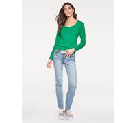 Rundhalspullover "Rundhals-Pullover", Damen, Gr. 40, grün, 100% Baumwolle, LINEA TESINI BY HEINE, unifarben, Pullover Rundhalspullover (47023032-40) grün