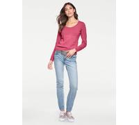 Rundhalspullover "Rundhals-Pullover", Damen, Gr. 42, pink, 100% Baumwolle, LINEA TESINI BY HEINE, unifarben, Pullover Rundhalspullover (59597816-42) pink