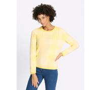 Rundhalspullover "Rundhals-Pullover", Damen, Gr. 42, zitrone, ecru, gemustert, 100% Polyacryl, gemustert, kariert, Pullover Rundhalspullover (40963062-42) zitrone, ecru, gemustert