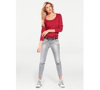 Rundhalspullover "Rundhals-Pullover", Damen, Gr. 44, rot, 100% Baumwolle, LINEA TESINI BY HEINE, unifarben, Pullover Rundhalspullover (71400950-44) rot
