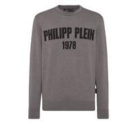 Rundhalspullover PHILIPP PLEIN "Rundhalspullover", Herren, Gr. S, 10, grau, Obermaterial: 80% Baumwolle, 20% Wolle, Pullover Rundhalspullover (31687605-S) 10, grau