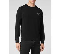 Rundhalspullover PHILIPP PLEIN "Rundhalspullover", Herren, Gr. S, 02, schwarz, Obermaterial: 80% Baumwolle, 20% Wolle, Pullover Rundhalspullover (62290937-S) 02, schwarz