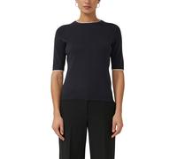 Rundhalspullover S.OLIVER BLACK LABEL, Damen, Gr. 38, navy, Strick, Obermaterial: 50% Baumwolle, 50% Modal, unifarben, regular fit normal, Rundhals, Rippbündchen, Pullover Rundhalspullover, mit Rippbü