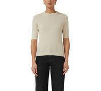 Rundhalspullover S.OLIVER BLACK LABEL, Damen, Gr. 42, grau beige, Strick, Obermaterial: 50% Baumwolle, 50% Modal, unifarben, regular fit normal, Rundhals, Rippbündchen, Pullover Rundhalspullover, mit
