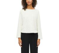 Rundhalspullover S.OLIVER BLACK LABEL, Damen, Gr. 48, weiß (cream), Web, Obermaterial: 100% Polyester, unifarben, normal normal, U-Boot-Ausschnitt, Pullover Rundhalspullover, Langarmpullover mit Paile