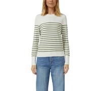Rundhalspullover S.OLIVER, Damen, Gr. 38, grün stripe, Obermaterial: 72% Viskose, 28% Polyester, gestreift, regular fit taillenbedeckt, Rundhals, Rippbündchen, Pullover Rundhalspullover, mit Streifenm