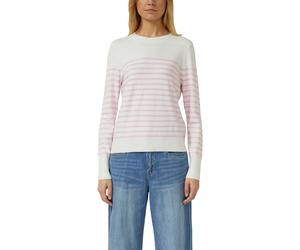 Rundhalspullover S.OLIVER, Damen, Gr. 38, rosa (rose stripe), Obermaterial: 72% Viskose, 28% Polyester, gestreift, regular fit taillenbedeckt, Rundhals, Rippbündchen, Pullover Rundhalspullover, mit St