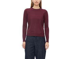 Rundhalspullover S.OLIVER, Damen, Gr. 38, rot (burgundy), Feinstrick, Obermaterial: 72% Viskose, 28% Polyester, normal taillenbedeckt, Rundhals, Rollkante, Pullover Rundhalspullover, Rollabschlüsse an