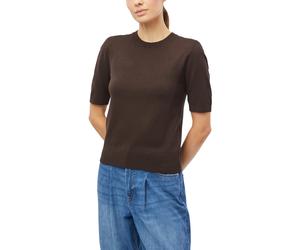 Rundhalspullover S.OLIVER, Damen, Gr. 40, braun, Strick, Obermaterial: 72% Viskose, 28% Polyester, meliert, normal hüftbedeckend, Rundhals, Flachstrickbündchen, Pullover Rundhalspullover, Halbarm Somm