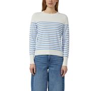 Rundhalspullover S.OLIVER, Damen, Gr. 42, blau stripe, Obermaterial: 72% Viskose, 28% Polyester, gestreift, regular fit taillenbedeckt, Rundhals, Rippbündchen, Pullover Rundhalspullover, mit Streifenm