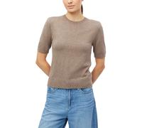 Rundhalspullover S.OLIVER, Damen, Gr. 44, braun (taupe), Strick, Obermaterial: 72% Viskose, 28% Polyester, meliert, normal hüftbedeckend, Rundhals, Flachstrickbündchen, Pullover Rundhalspullover, Halb