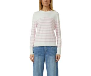 Rundhalspullover S.OLIVER, Damen, Gr. 44, rosa (rose stripe), Obermaterial: 72% Viskose, 28% Polyester, gestreift, regular fit taillenbedeckt, Rundhals, Rippbündchen, Pullover Rundhalspullover, mit St