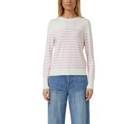 Rundhalspullover S.OLIVER, Damen, Gr. 44, rose stripe, Obermaterial: 72% Viskose, 28% Polyester, gestreift, regular fit taillenbedeckt, Rundhals, Rippbündchen, Pullover Rundhalspullover, mit Streifenm