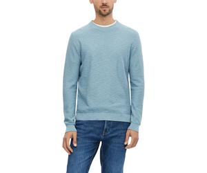Rundhalspullover S.OLIVER, Herren, Gr. L, blau (blau sky), Strick, Obermaterial: 100% Baumwolle, regular fit normal, Rundhals, Rippstrickbündchen, Pullover Rundhalspullover, mit Flammgarnstruktur (823