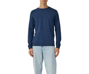 Rundhalspullover S.OLIVER, Herren, Gr. L, blau (navy), Strick, Obermaterial: 100% Baumwolle, unifarben, regular fit taillenbedeckt, Rundhals, Rippbündchen, Pullover Rundhalspullover, mit Logo Stickere