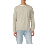 Rundhalspullover S.OLIVER, Herren, Gr. XL, beige, Strick, Obermaterial: 100% Baumwolle, unifarben, regular fit taillenbedeckt, Rundhals, Rippbündchen, Pullover, mit Logo Stickerei (85677010-XL) beige