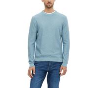 Rundhalspullover S.OLIVER, Herren, Gr. XL, blau (blau sky), Strick, Obermaterial: 100% Baumwolle, regular fit normal, Rundhals, Rippstrickbündchen, Pullover Rundhalspullover, mit Flammgarnstruktur (82