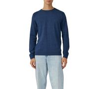 Rundhalspullover S.OLIVER, Herren, Gr. XL, blau (navy), Strick, Obermaterial: 100% Baumwolle, unifarben, regular fit taillenbedeckt, Rundhals, Rippbündchen, Pullover Rundhalspullover, mit Logo Sticker