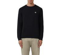 Rundhalspullover S.OLIVER, Herren, Gr. XL, schwarz, Strick, Obermaterial: 100% Baumwolle, unifarben, regular fit normal, Rundhals, Rippbündchen, Pullover Rundhalspullover, mit Logo Stickerei (90021451