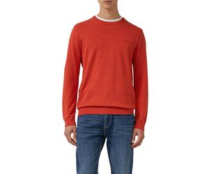 Rundhalspullover S.OLIVER, Herren, Gr. XXL, rotbraun, Strick, Obermaterial: 100% Baumwolle, unifarben, regular fit normal, Rundhals, Rippbündchen, Pullover Rundhalspullover, mit Logo Stickerei (695375