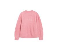Rundhalspullover S.OLIVER JUNIOR, Mädchen, Gr. 128/134, rosa (schwarz rose), Strick, Obermaterial: 53% Polyamid, 41% Polyacryl, 6% Elasthan, bequem normal, Rundhals, Rippbündchen, Pullover Rundhalspul