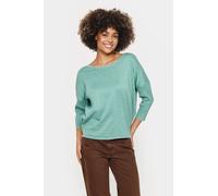 Rundhalspullover SAINT TROPEZ "A2561, MilaSZ R-Neck", Damen, Gr. L, blau (blau surf melange), Strick, Obermaterial: 80% Viskose, 20% Polyacryl, meliert, bequem normal, Rundhals, Pullover Rundhalspullo