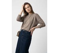 Rundhalspullover SAINT TROPEZ "A2561, MilaSZ R-Neck", Damen, Gr. M, braun (atmos melange), Strick, Obermaterial: 80% Viskose, 20% Polyacryl, meliert, bequem normal, Rundhals, Pullover Rundhalspullover