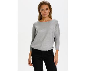 Rundhalspullover SAINT TROPEZ "A2561, MilaSZ R-Neck", Damen, Gr. M, grau (pearl grau mel ange), Strick, Obermaterial: 80% Viskose, 20% Polyamid, unifarben, bequem normal, Rundhals, Pullover Rundhalspu