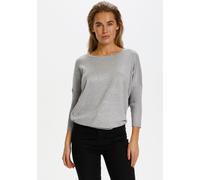 Rundhalspullover SAINT TROPEZ "A2561, MilaSZ R-Neck", Damen, Gr. XS, grau (pearl grau mel ange), Strick, Obermaterial: 80% Viskose, 20% Polyamid, unifarben, bequem normal, Rundhals, Pullover Rundhalsp