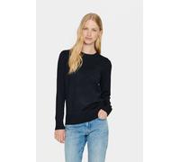 Rundhalspullover SAINT TROPEZ "MilaSZ", Damen, Gr. M, blau (night sky), Strick, Obermaterial: 80% Viskose, 20% Polyamid, unifarben, regular fit normal, Rundhals, Pullover Rundhalspullover, Viskosemisc