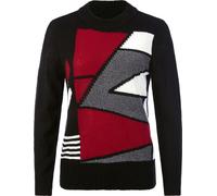 Rundhalspullover schwarz-rot-gemustert 46 Polyacryl, Polyester