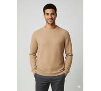 Rundhalspullover SELECTED HOMME "SLHHENNY LS KNIT RELAXED CREW NECK D", Herren, Gr. M, oatmeal, Strick, Obermaterial: 100% Baumwolle, unifarben, relaxed fit, Rundhals, Rippbündchen, Pullover Rundhalsp