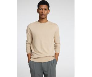 Rundhalspullover SELECTED "SLHBERG CREW NECK NOOS", Herren, Gr. XXL, beige (oatmeal detail:melange), Strick, Obermaterial: 100% Baumwolle, meliert, regular fit normal, Rundhals, Rippbündchen, Pullover