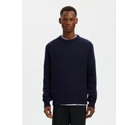 Rundhalspullover SELECTED "SLHCODY LS KNIT RELAXED CREW NECK NOOS", Herren, Gr. XXL, blau (sky captain), Strick, Obermaterial: 65% Wolle, 35% Nylon, unifarben, regular fit normal, Rundhals, Rippbündch