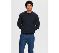 Rundhalspullover SELECTED "SLHDANE LS KNIT STRUCTURE CREW NECK NOOS", Damen, Gr. XL, blau (sky captain), Strick, Obermaterial: 100% Baumwolle, unifarben, regular fit normal, Rundhals, Rippbündchen, Pu