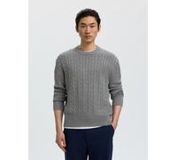 selected men - SLMBRAUN KNIT CABLE CREW NOOS Grau - Gr. - M