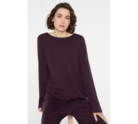 Rundhalspullover SENSES.THE LABEL, Damen, Gr. XL/XXL, lila (deep plum), Feinstrick, Material: 51% Viskose, 27% Polyester, 22% Polyamid, unifarben, loose fit normal, Rundhals, eingesetzt Bündchen, Pull