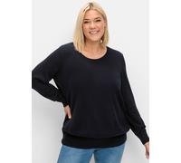 Rundhalspullover SHEEGO "Rundhalspullover", Damen, Gr. 56/58, blau (tiefblau), 60% Viskose, 40% Polyester, unifarben, Pullover Rundhalspullover (81720417-56) tiefblau