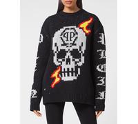 Rundhalspullover Skull L