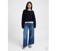 Rundhalspullover SMITH & SOUL, Damen, Gr. L, blau (marine), Strick, Obermaterial: 50% Wolle, 30% Polyester, 20% Polyamid, unifarben, hüftlang, Rundhals, Pullover Rundhalspullover, mit hohem Woll-Antei