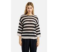 Rundhalspullover SMITH & SOUL, Damen, Gr. XL, blau (marine), Strick, Material: 50% Baumwolle, 50% Polyacryl, gestreift, regular fit normal, Rundhals, Fledermausärmel Bündchen, Pullover Rundhalspullove