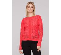 Rundhalspullover SOCCX, Damen, Gr. 3XL, juicy coral, Material: 100% Polyester, Strukturmuster, regular fit normal, U-Boot-Ausschnitt, eingesetzt Rippbündchen, Pullover Rundhalspullover, mit U-Boot-Aus