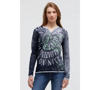 Rundhalspullover SOCCX, Damen, Gr. L, blau, Feinstrick, Material: 100% Baumwolle, bedruckt, regular fit normal, Rundhals, eingesetzt Rippbündchen, Pullover Rundhalspullover, aus Feinstrick (66906443-L