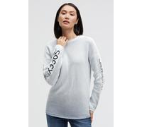 Rundhalspullover SOCCX, Damen, Gr. L, mid grau, Strick, Material: 100% Baumwolle, used, regular fit normal, Rundhals, eingesetzt Rippbündchen, Pullover Rundhalspullover, aus Baumwolle (34531813-L) mid