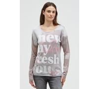 Rundhalspullover SOCCX, Damen, Gr. M, fresh grau, Feinstrick, Material: 100% Baumwolle, bedruckt, regular fit normal, Rundhals, eingesetzt Rollsaum, Pullover Rundhalspullover, aus Feinstrick mit Rolls