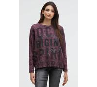 Rundhalspullover SOCCX, Damen, Gr. M/L, night plum melange, Material: 53% Viskose, 43% Polyester, 4% Elasthan, bedruckt, regular fit normal, Rundhals, eingesetzt gerader Abschluss, Pullover Rundhalspu