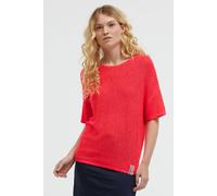 Rundhalspullover SOCCX, Damen, Gr. M/L, rot neon, Strick, Material: 55% Polyacryl, 45% Polyamid, unifarben, regular fit normal, Rundhals, Fledermausärmel gerader Abschluss, Pullover Rundhalspullover, 