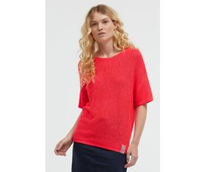 Rundhalspullover SOCCX, Damen, Gr. M/L, rot neon, Strick, Material: 55% Polyacryl, 45% Polyamid, unifarben, regular fit normal, Rundhals, Fledermausärmel gerader Abschluss, Pullover Rundhalspullover, 