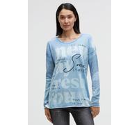 Rundhalspullover SOCCX, Damen, Gr. XL, blau heaven, Feinstrick, Material: 100% Baumwolle, bedruckt, regular fit normal, Rundhals, eingesetzt Rollsaum, Pullover Rundhalspullover, mit Rollsäumen (691877
